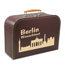 Pappkoffer braun mit Skyline "Berlin" und Wunschname