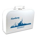 Pappkoffer weiß mit Skyline "Hamburg" und...