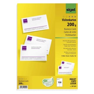 Sigel® Visitenkarten, microperforiert, satiniert200 g/qm, hochweiß, 150 Stück