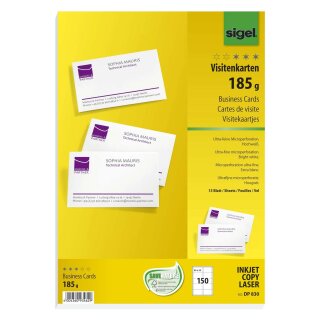 Sigel® Visitenkarten, microperforiert, 185 g/qm, hochweiß, 150 Stück
