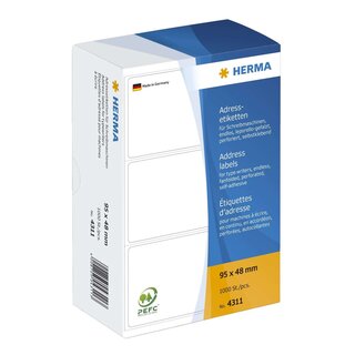 Herma 4311 Adress-Etiketten - 95 x 48 mm, selbstklebend, 1000 Stück