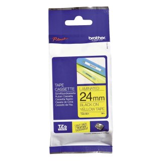 Brother® TZe-651 Schriftbandkassette - laminiert, 24 mm x 8 m, schwarz auf gelb