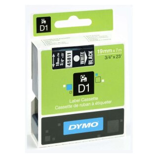 Dymo® Schriftband D1, Kunststoff, laminiert, 7 m x 19 mm, Weiß/Schwarz