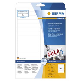 Herma 4209 Etiketten A4 weiß 96x16,9 mm Movables/ablösbar Papier matt 800 St.