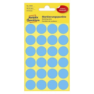 Avery Zweckform® 3005 Markierungspunkte - Ø 18 mm, 4 Blatt/96 Etiketten, blau