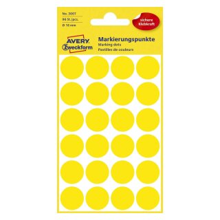 Avery Zweckform® 3007 Markierungspunkte - Ø 18 mm, 4 Blatt/96 Etiketten, gelb