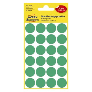 Avery Zweckform® 3006 Markierungspunkte - Ø 18 mm, 4 Blatt/96 Etiketten, grün