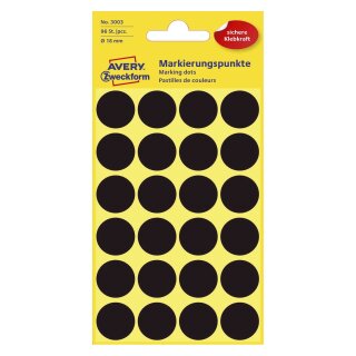 Avery Zweckform® 3003 Markierungspunkte - Ø 18 mm, 4 Blatt/96 Etiketten, schwarz