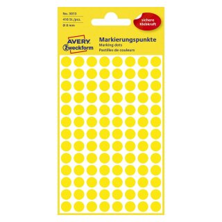 Avery Zweckform® 3013 Markierungspunkte - Ø 8 mm, 4 Blatt/416 Etiketten, gelb