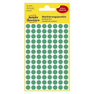 Avery Zweckform® 3012 Markierungspunkte - Ø 8 mm, 4 Blatt/416 Etiketten, grün
