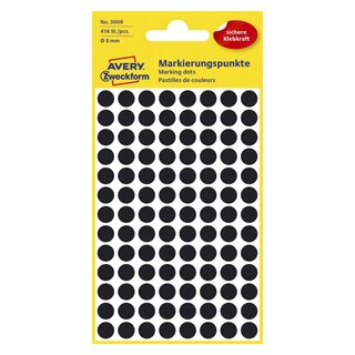 Avery Zweckform® 3009 Markierungspunkte - Ø 8 mm, 4 Blatt/416 Etiketten, schwarz