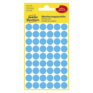 Avery Zweckform® 3142 Markierungspunkte - Ø 12 mm, 5 Blatt/270 Etiketten, blau