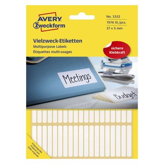 Avery Zweckform® 3322 Mini-Organisations-Etiketten, 37 x 5 mm, 26 Blatt/1.976 Etiketten, weiß