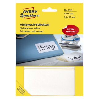 Avery Zweckform® 3331 Universal-Etiketten, 98 x 51 mm, 28 Blatt/84 Etiketten, weiß