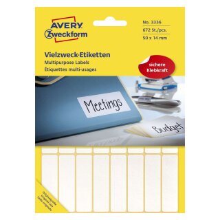 Avery Zweckform® 3336 Universal-Etiketten, 50 x 14 mm, 28 Blatt/672 Etiketten, weiß
