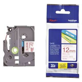 Brother® TZe-232 Schriftbandkassette - laminiert, 12 mm x 8 m, rot auf weiß