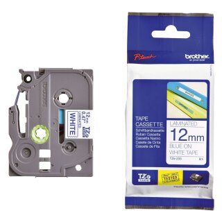 Brother® TZe-233 Schriftbandkassette - laminiert, 12 mm x 8 m, blau auf weiß