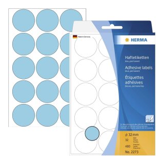 Herma 2273 Vielzwecketiketten blau Ø 32 mm rund Papier matt 480 St.