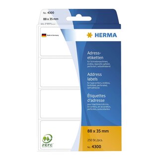 Herma 4300 Adress-Etiketten - 88 x 35 mm, selbstklebend, 250 Stück