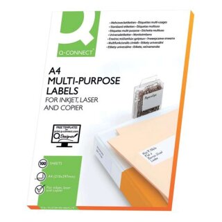 Q-Connect Inkjet+Laser+Kopier-Etiketten - 105,0x42,3 mm, weiß, 1400 Stück/100
