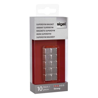 Sigel® SuperDym-Magnete C5 "Strong", Cube-Design, silber, 10 Stück