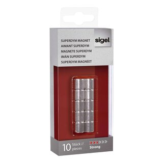 Sigel® SuperDym-Magnete C5 Strong, Zylinder-Design, Ø 10 mm, 10 Stück