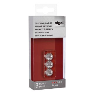 Sigel® SuperDym-Magnete C5 "Strong", Kugel-Design, Ø 12,5 mm, 3 Stück