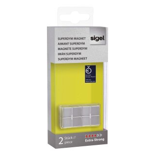 Sigel® SuperDym-Magnete C10 "Extra-Strong", Cube-Design, silber, 2 Stück