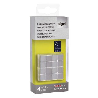 Sigel® SuperDym-Magnete C10 "Extra-Strong", Cube-Design, silber, 4 Stück