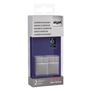 Sigel® SuperDym-Magnete C30 "Ultra-Strong", Cube-Design, silber, 2 Stück