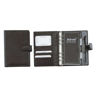 Bind® Systemplaner A6 Office, Nappaleder, schwarz, mit Druckknopfverschluss