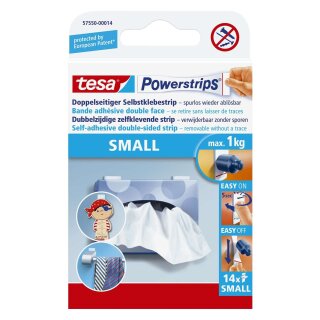 TESA Powerstrips® Small - ablösbar, Tragfähigkeit 1 kg, weiß, 14 Stück