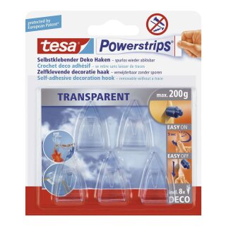 Tesa® Powerstrips® Deco-Haken - ablösbar, Tragfähigkeit 200 g, transparent