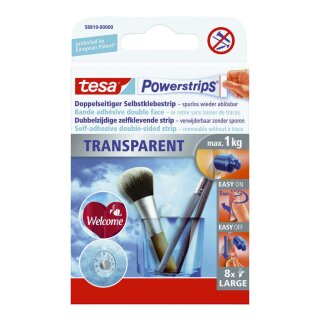 Tesa® Powerstrips® Large - ablösbar, Tragfähigkeit 1 kg, transparent