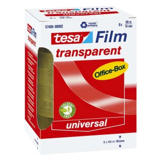 Tesa® Klebefilm Office Box - transparent 8 St., Bandgröße (L x B): 66 m x 19 mm