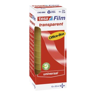 Tesa® Klebefilm Office Box - transparent 12 St., Bandgröße (L x B): 33 m x 12 mm
