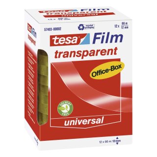 Tesa® Klebefilm Office Box - transparent 12 St., Bandgröße (L x B): 66 m x 12 mm