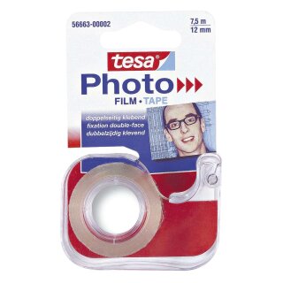 Tesa® Abroller für doppelseitigen Klebefilm Photo Film, 7,5 m x 12 mm, transparent