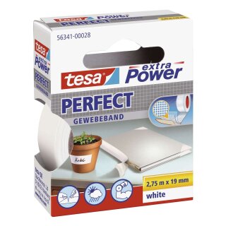 Tesa® Gewebeklebeband extra Power Gewebeband, 2,75 m x 19 mm, weiß