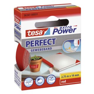 Tesa® Gewebeklebeband extra Power Gewebeband, 2,75 m x 19 mm, rot