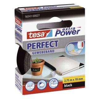 Tesa® Gewebeklebeband extra Power Gewebeband, 2,75 m x 19 mm, schwarz