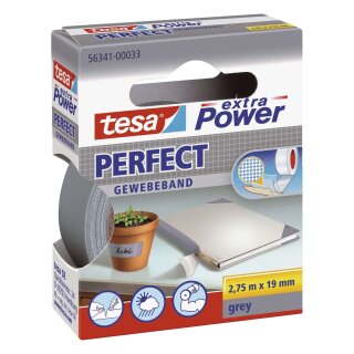Tesa® Gewebeklebeband extra Power Gewebeband, 2,75 m x 19 mm, grau