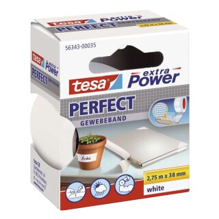 Tesa® Gewebeklebeband extra Power Gewebeband, 2,75 m x 38 mm, weiß