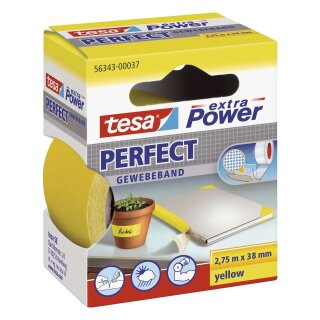 Tesa® Gewebeklebeband extra Power Gewebeband, 2,75 m x 38 mm, gelb