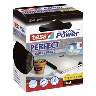 Tesa® Gewebeklebeband extra Power Gewebeband, 2,75 m x 38 mm, schwarz