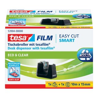Tesa® Tischabroller Smart ecoLogo® - inkl. 1 Rolle Klebefilm Eco & Clear