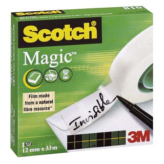 Scotch® Klebeband Magic 810, Zellulose Acetat, unsichtbar, beschriftbar, 33 m x 12 mm