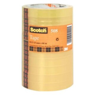 Scotch® Klebeband Transparent 508, PP, Bandgröße (L x B): 66 m x 15 mm, 10 Rollen