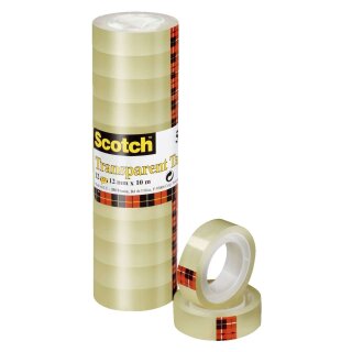 Scotch® Klebeband Transparent 550, Polypropylenfolie, Bandgröße: 33 m x 12 mm, 12 Rollen
