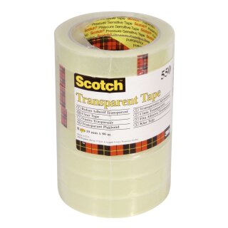 Scotch® Klebeband Transparent 550, Polypropylenfolie, Bandgröße 66 m x 19 mm, 8 Rollen